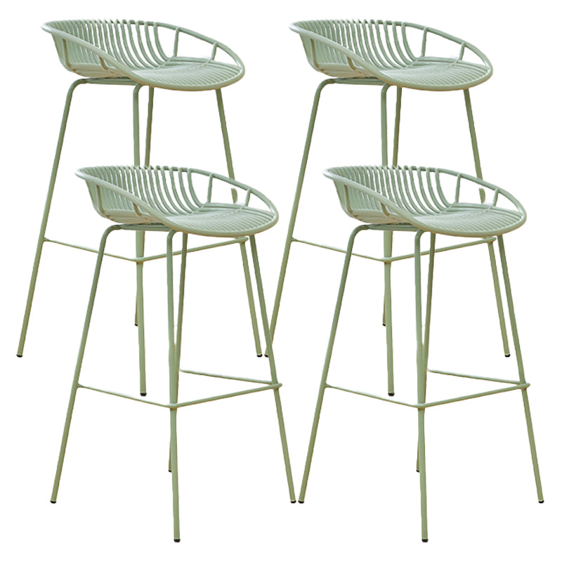 Modern Plastic Contoured Seat Iron Base Footrest Stool for Living Room