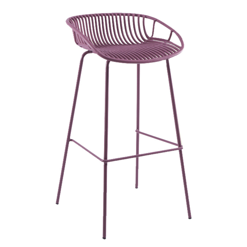 Modern Plastic Contoured Seat Iron Base Footrest Stool for Living Room