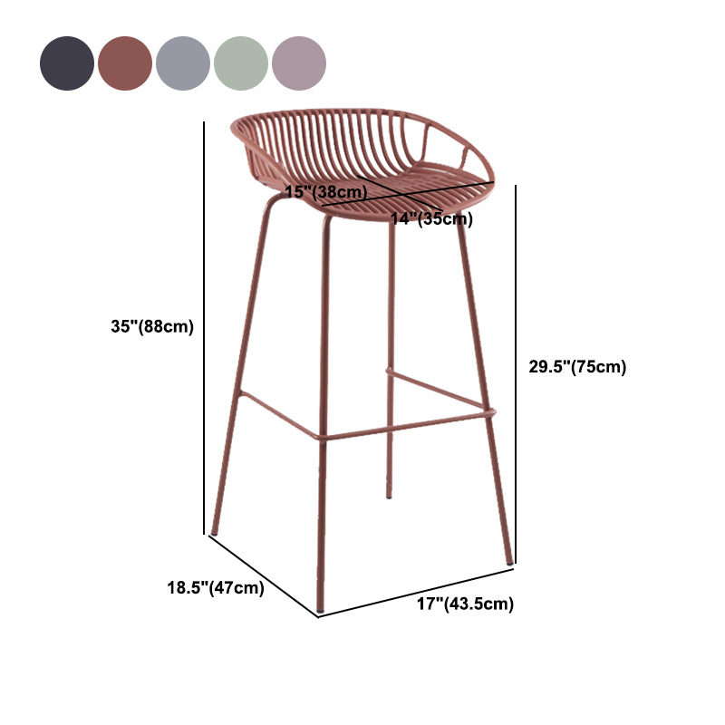 Modern Plastic Contoured Seat Iron Base Footrest Stool for Living Room