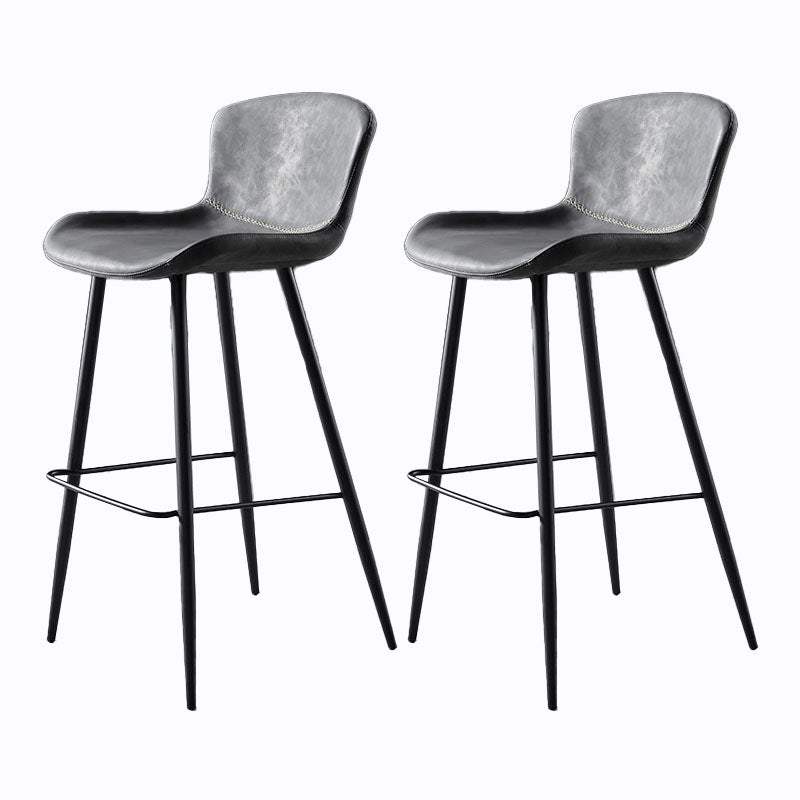 Scandinavian Bucket Backless Stool Leather Upholstered Counter Stool