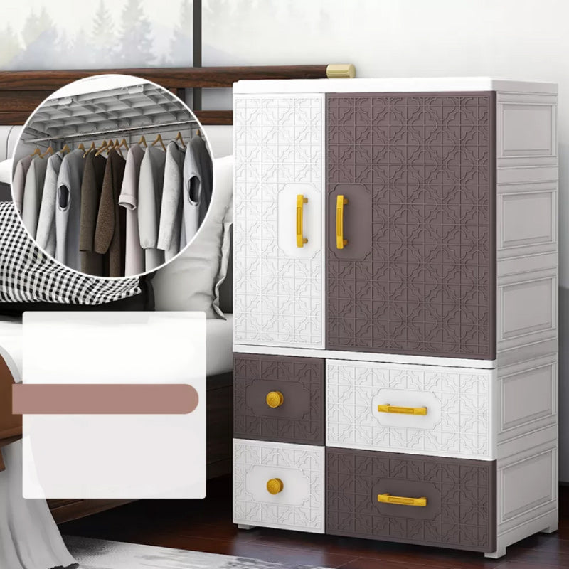 Contemporary Style Wardrobe Armoire Plastic Bedroom Wardrobe Cabinet