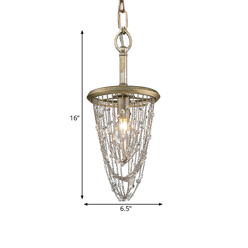 Circular Metal Ceiling Light Nordic 1 Light Gold Chandelier Light with Iron Mesh and Crystal Accent