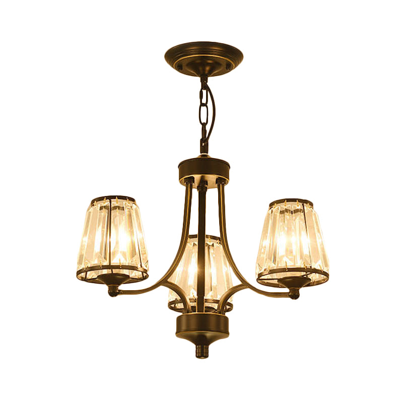 Crystal de lustre conique contemporain Crystal 3/5/6 Lumières chambre à coucher luminaire suspendu en or / noir