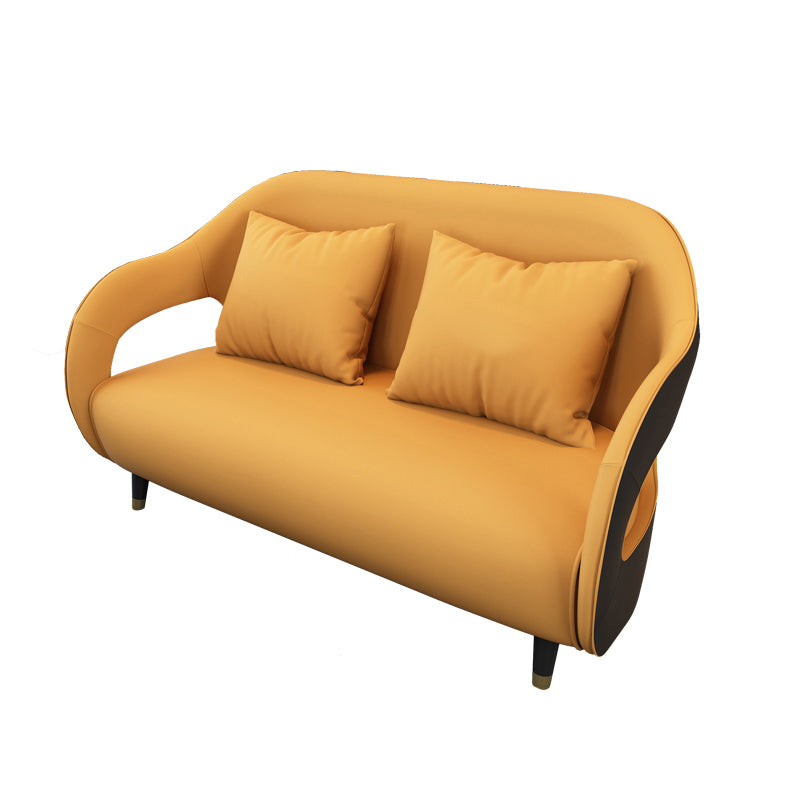 Tear Resistant Faux Leather Sofa Contemporary Sloped Arm Standard Sofa