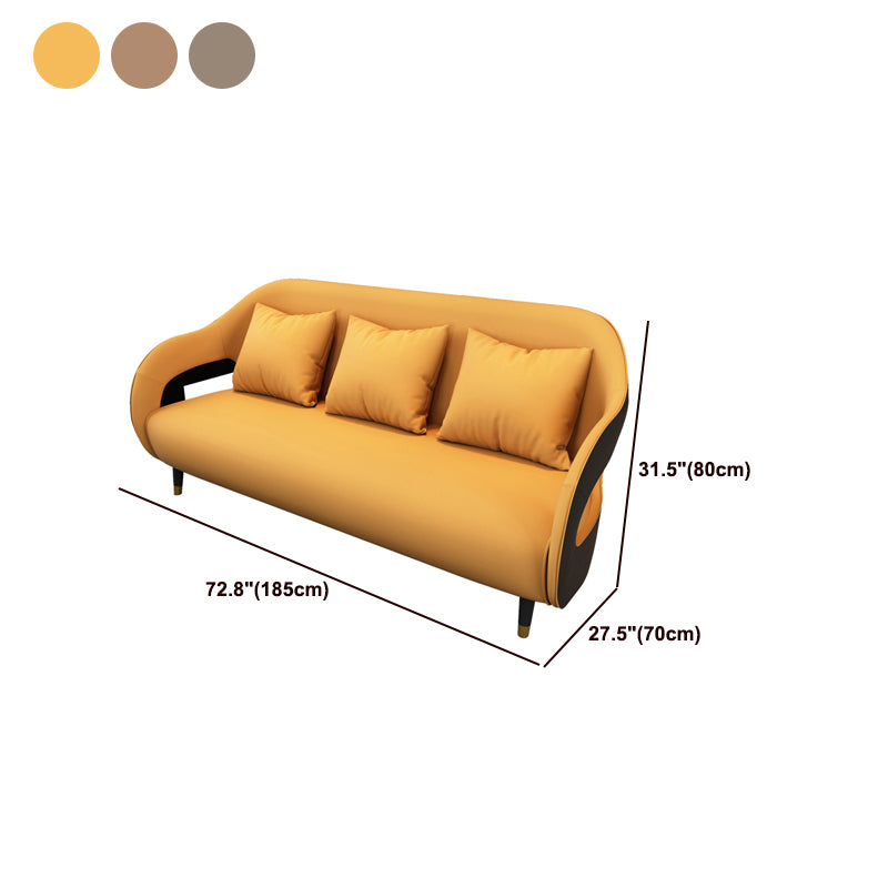 Tear Resistant Faux Leather Sofa Contemporary Sloped Arm Standard Sofa