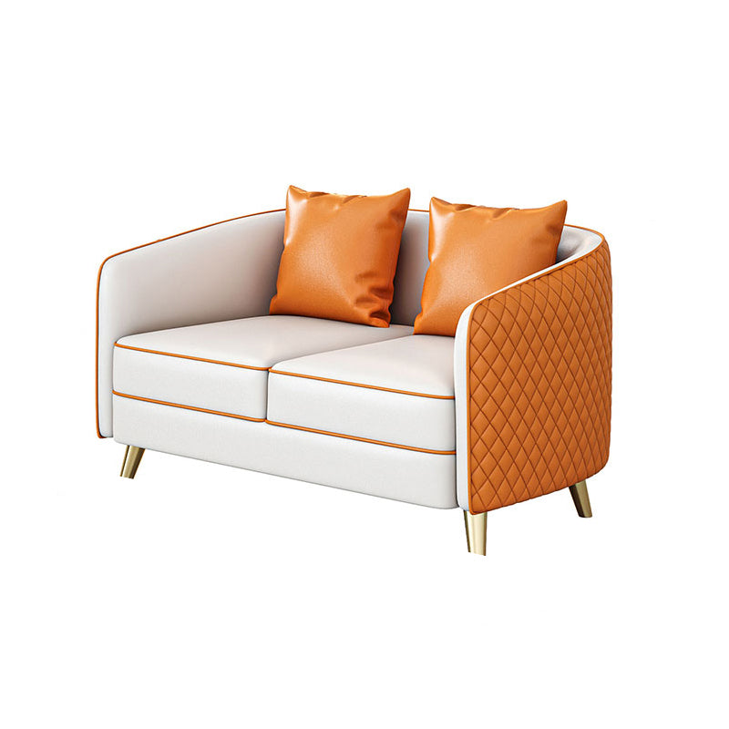 Faux Leather Contemporary Standard Sofa Sloped Arm Sofa for Living Room