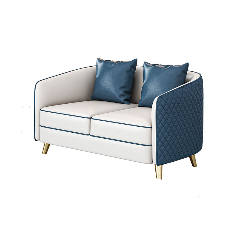 Faux Leather Contemporary Standard Sofa Sloped Arm Sofa for Living Room
