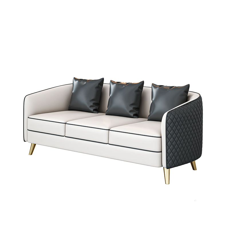 Faux Leather Contemporary Standard Sofa Sloped Arm Sofa for Living Room