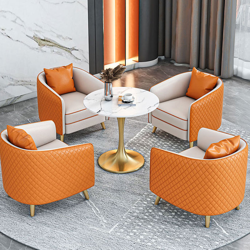 Faux Leather Contemporary Standard Sofa Sloped Arm Sofa for Living Room