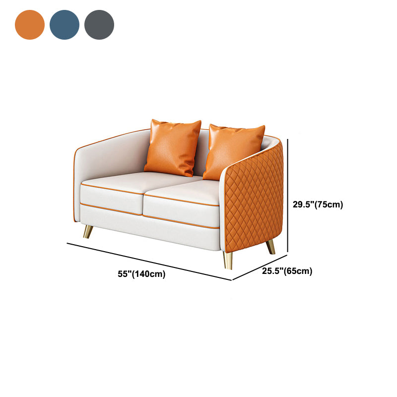 Faux Leather Contemporary Standard Sofa Sloped Arm Sofa for Living Room