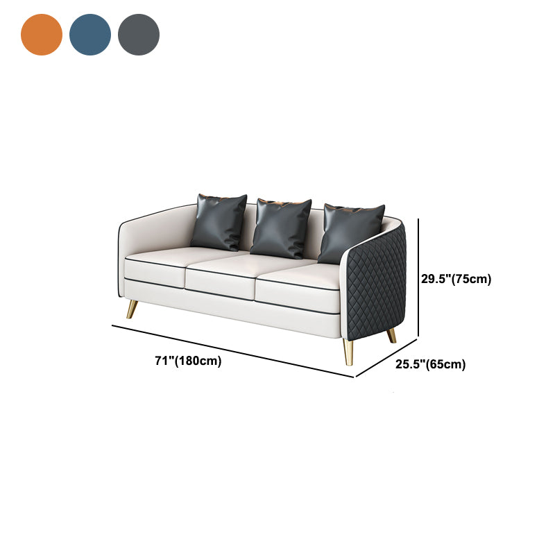 Faux Leather Contemporary Standard Sofa Sloped Arm Sofa for Living Room