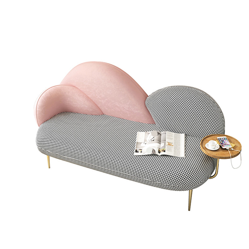 Contemporary Curved Sofa Moon Shape Sloped Arm Sofa with Storage Tray for Living Room