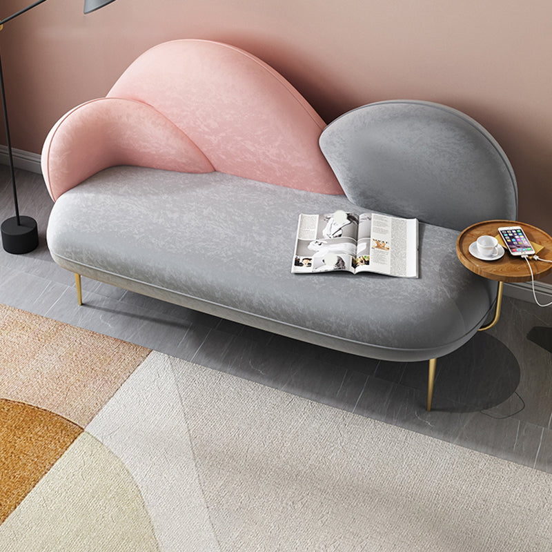 Contemporary Curved Sofa Moon Shape Sloped Arm Sofa with Storage Tray for Living Room