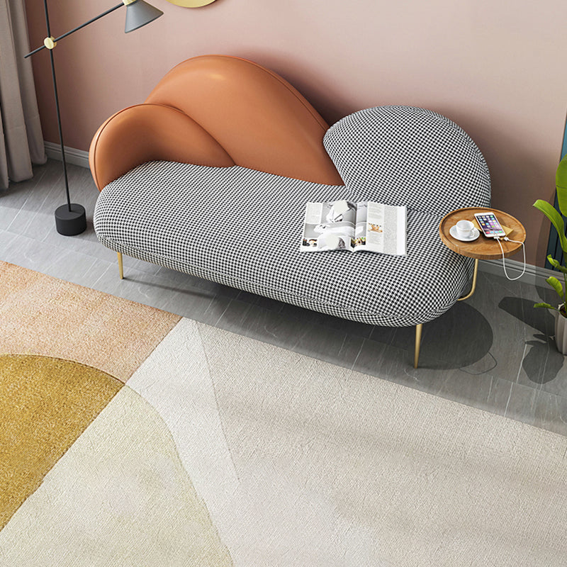 Contemporary Curved Sofa Moon Shape Sloped Arm Sofa with Storage Tray for Living Room
