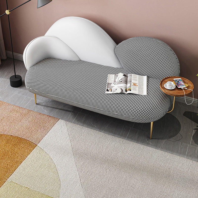 Contemporary Curved Sofa Moon Shape Sloped Arm Sofa with Storage Tray for Living Room