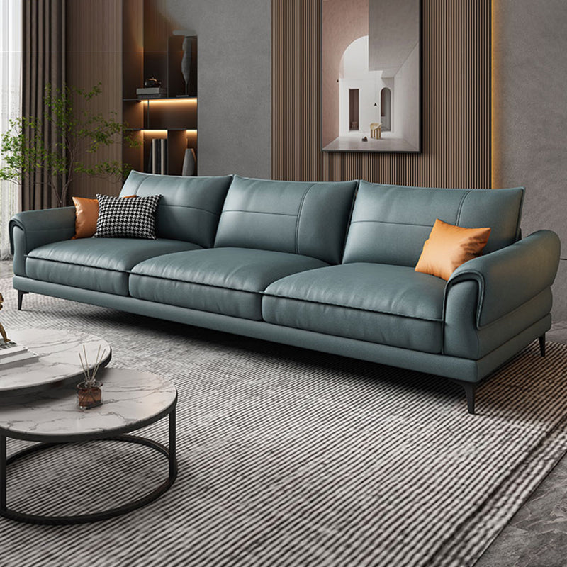 Faux Leather Stain Resistant Contemporary Flared Arm Sofa Couch