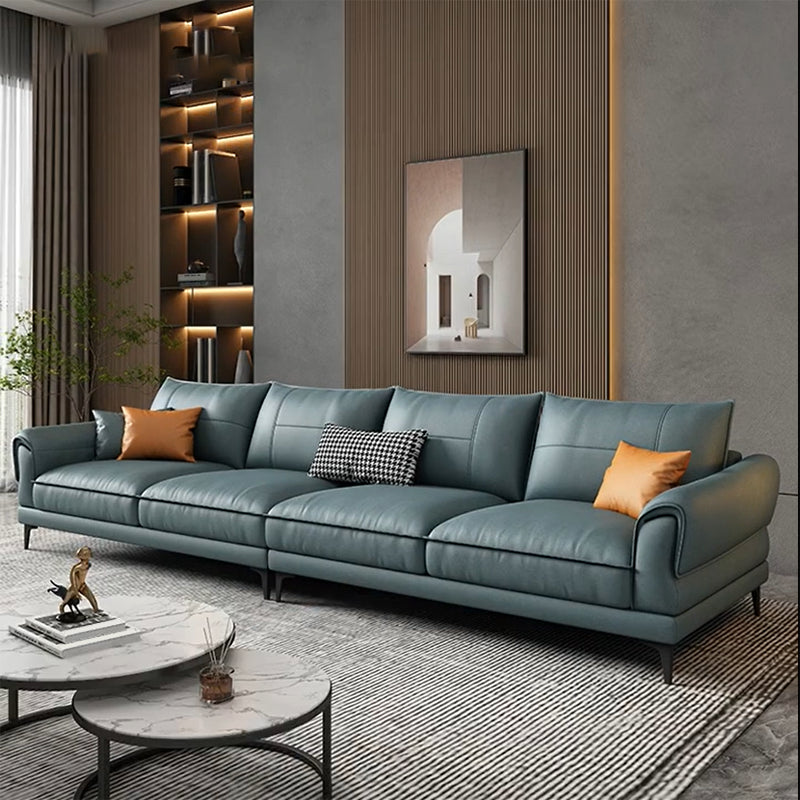 Faux Leather Stain Resistant Contemporary Flared Arm Sofa Couch