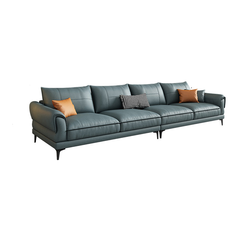 Faux Leather Stain Resistant Contemporary Flared Arm Sofa Couch