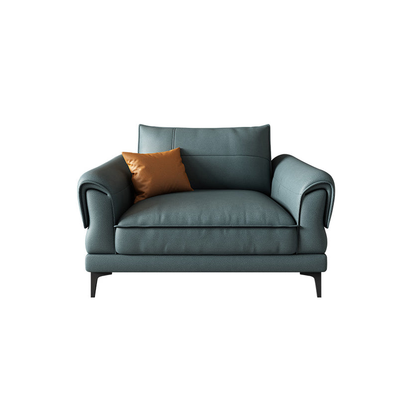 Faux Leather Stain Resistant Contemporary Flared Arm Sofa Couch
