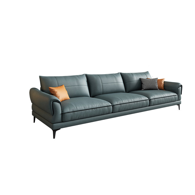 Faux Leather Stain Resistant Contemporary Flared Arm Sofa Couch