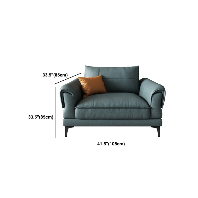 Faux Leather Stain Resistant Contemporary Flared Arm Sofa Couch