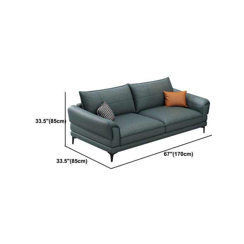 Faux Leather Stain Resistant Contemporary Flared Arm Sofa Couch