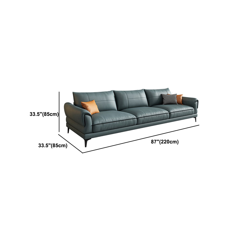 Faux Leather Stain Resistant Contemporary Flared Arm Sofa Couch