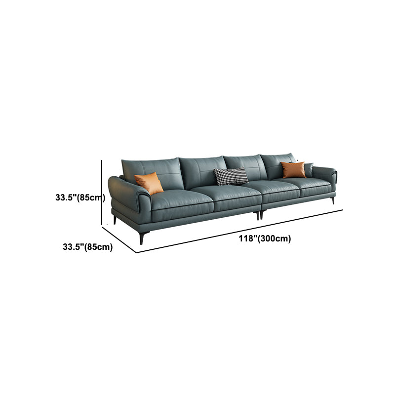 Faux Leather Stain Resistant Contemporary Flared Arm Sofa Couch
