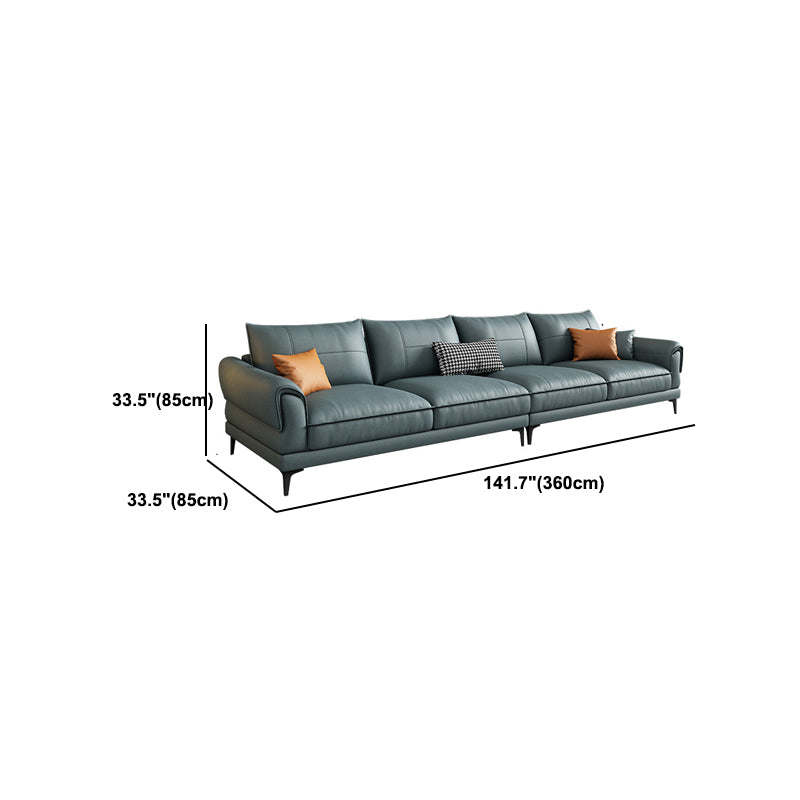 Faux Leather Stain Resistant Contemporary Flared Arm Sofa Couch