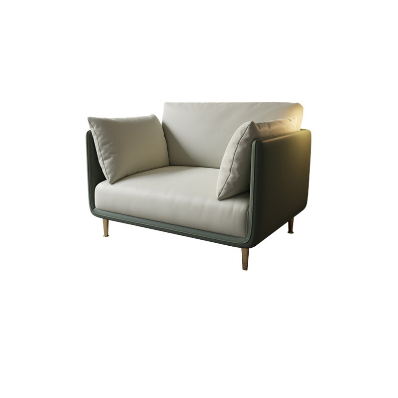 Square Arm Contemporary Standard Faux Leather Sofa Couch with Pillows