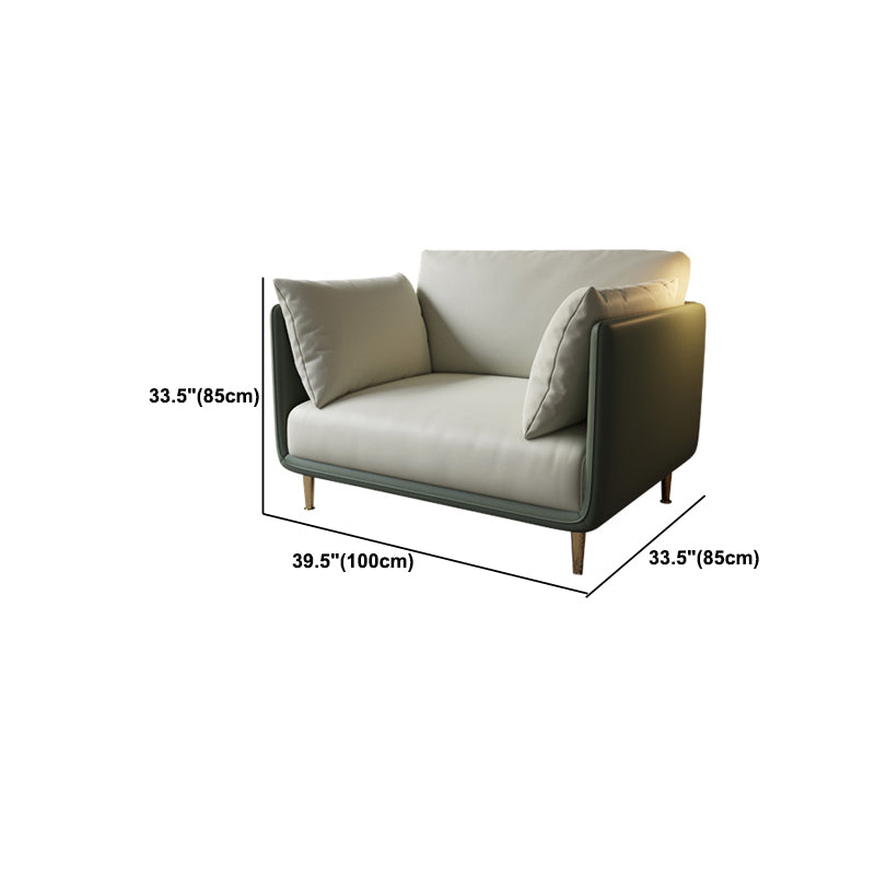 Square Arm Contemporary Standard Faux Leather Sofa Couch with Pillows