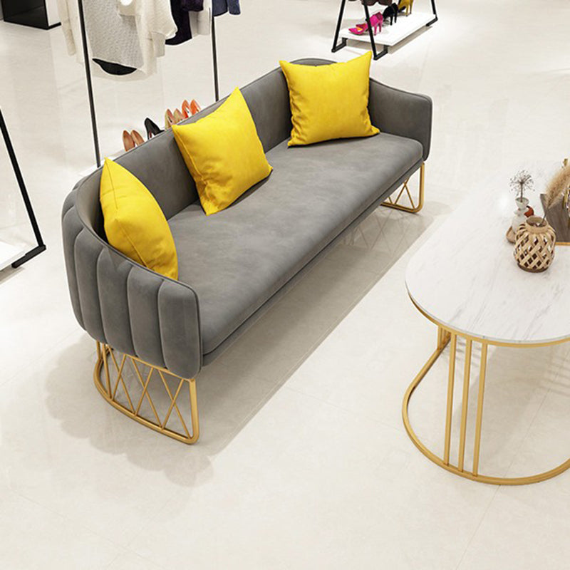 Velvet Contemporary Standard Sofa Sloped Arm Sofa for Living Room, Apartment