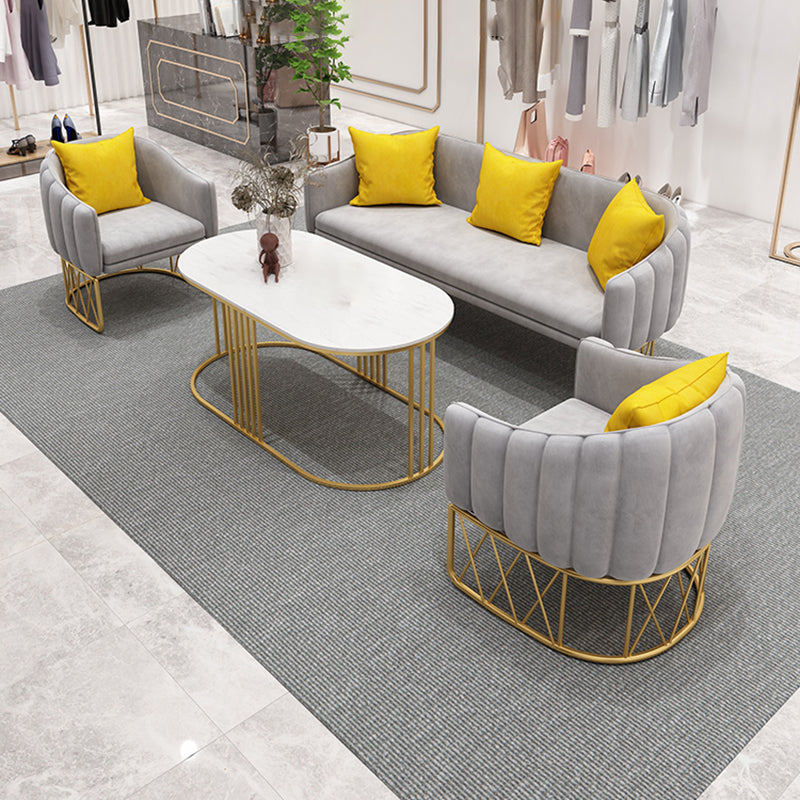 Velvet Contemporary Standard Sofa Sloped Arm Sofa for Living Room, Apartment