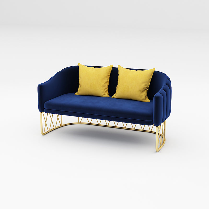 Velvet Contemporary Standard Sofa Sloped Arm Sofa for Living Room, Apartment