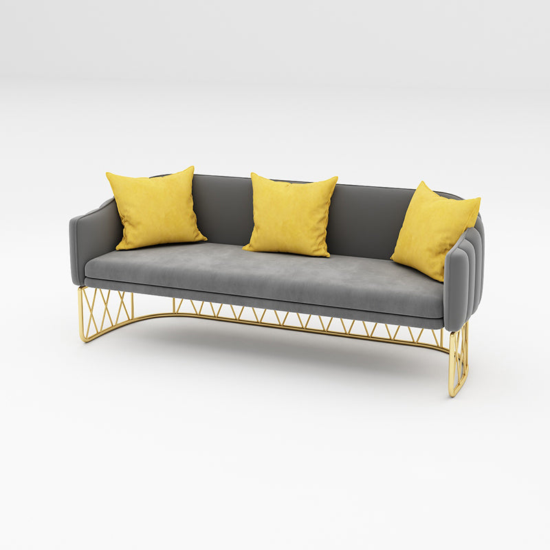 Velvet Contemporary Standard Sofa Sloped Arm Sofa for Living Room, Apartment