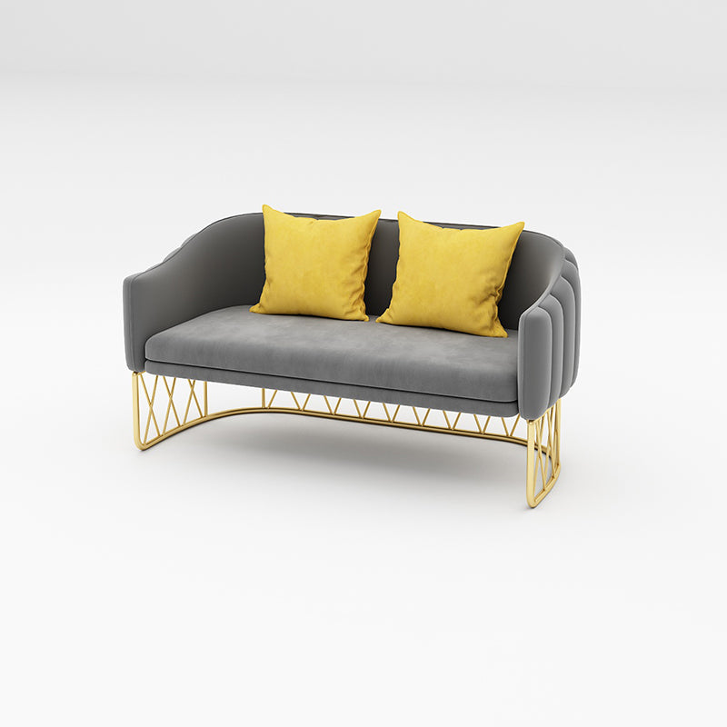 Velvet Contemporary Standard Sofa Sloped Arm Sofa for Living Room, Apartment