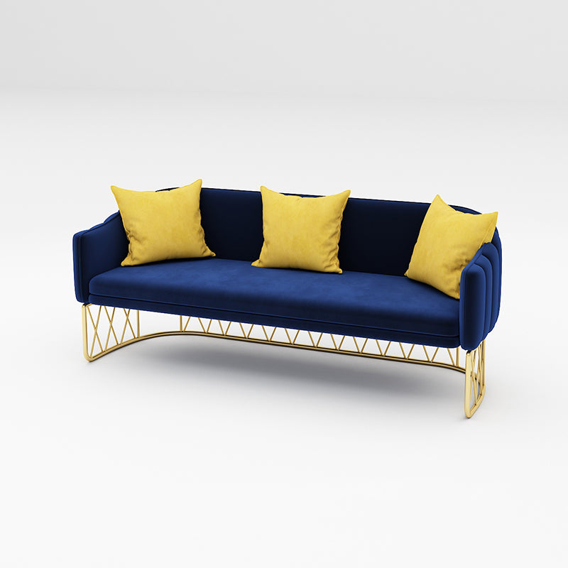 Velvet Contemporary Standard Sofa Sloped Arm Sofa for Living Room, Apartment