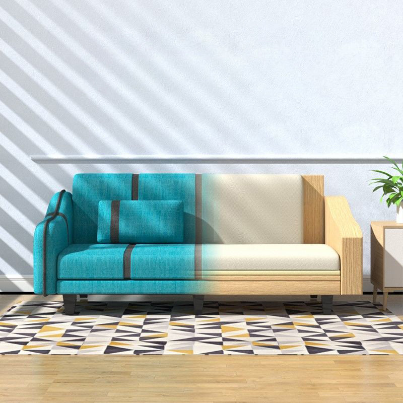 Contemporary Pillows Convertible Sloped Arm Stationary Seating