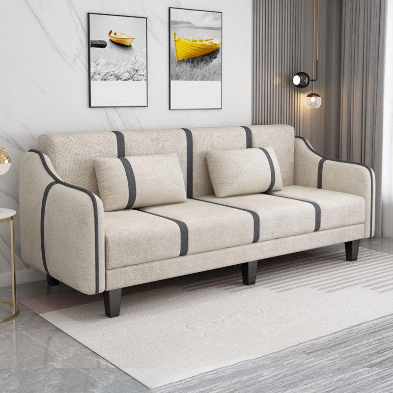 Contemporary Pillows Convertible Sloped Arm Stationary Seating