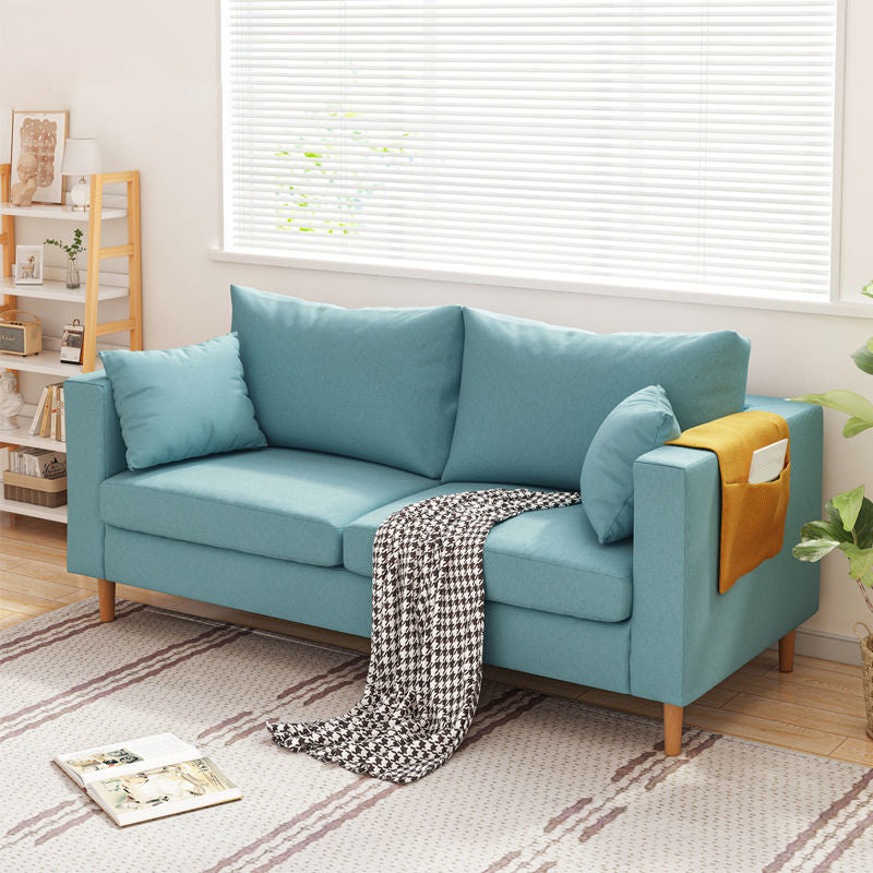 Modern Cushions Standard Square Arm Living Room Linen Stationary Sofa