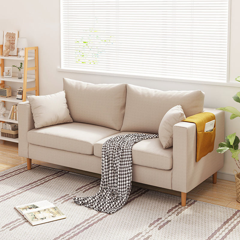 Modern Cushions Standard Square Arm Living Room Linen Stationary Sofa