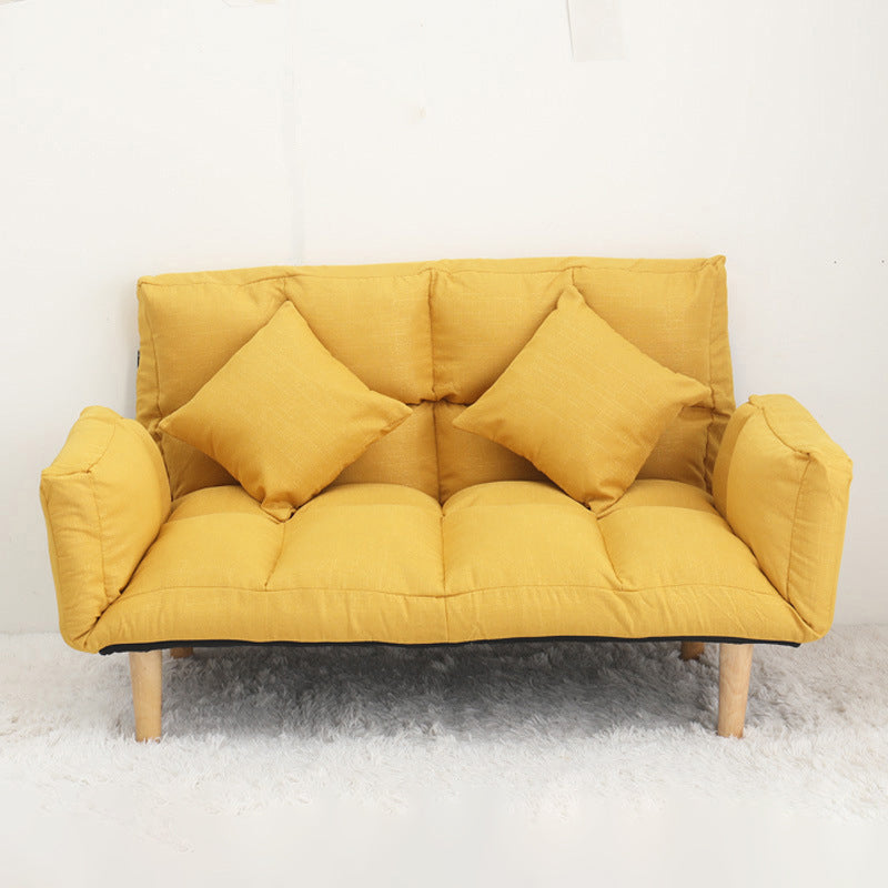 Modern Biscuit Back Reclining Square Arm Linen Stationary Sofa