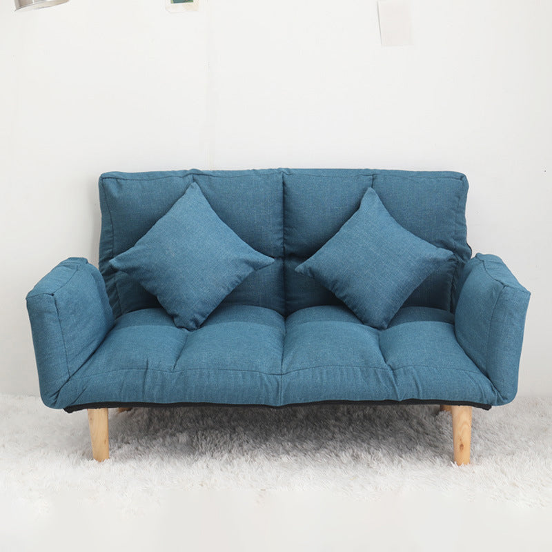 Modern Biscuit Back Reclining Square Arm Linen Stationary Sofa