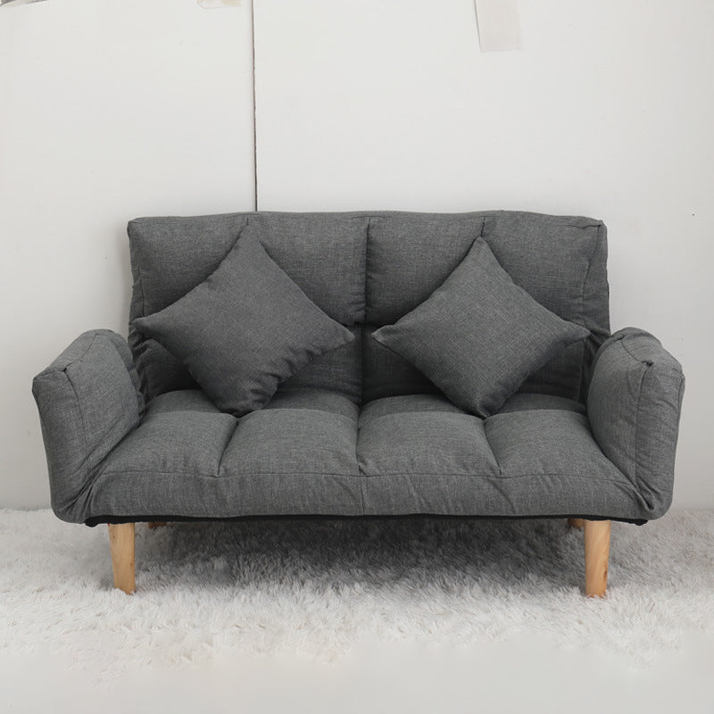 Modern Biscuit Back Reclining Square Arm Linen Stationary Sofa