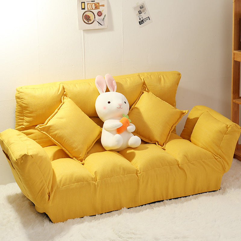 Modern Biscuit Back Reclining Square Arm Linen Stationary Sofa