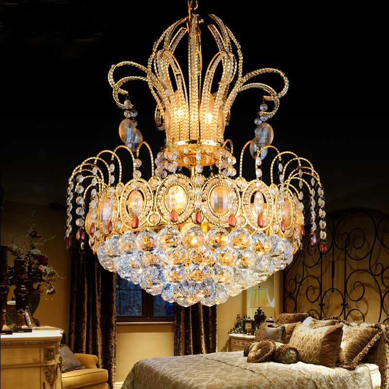 Dome Ceiling Light Contemporary Crystal 10 Lights Gold Chandelier Light for Dining Room