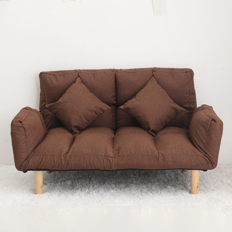 Modern Biscuit Back Reclining Square Arm Linen Stationary Sofa
