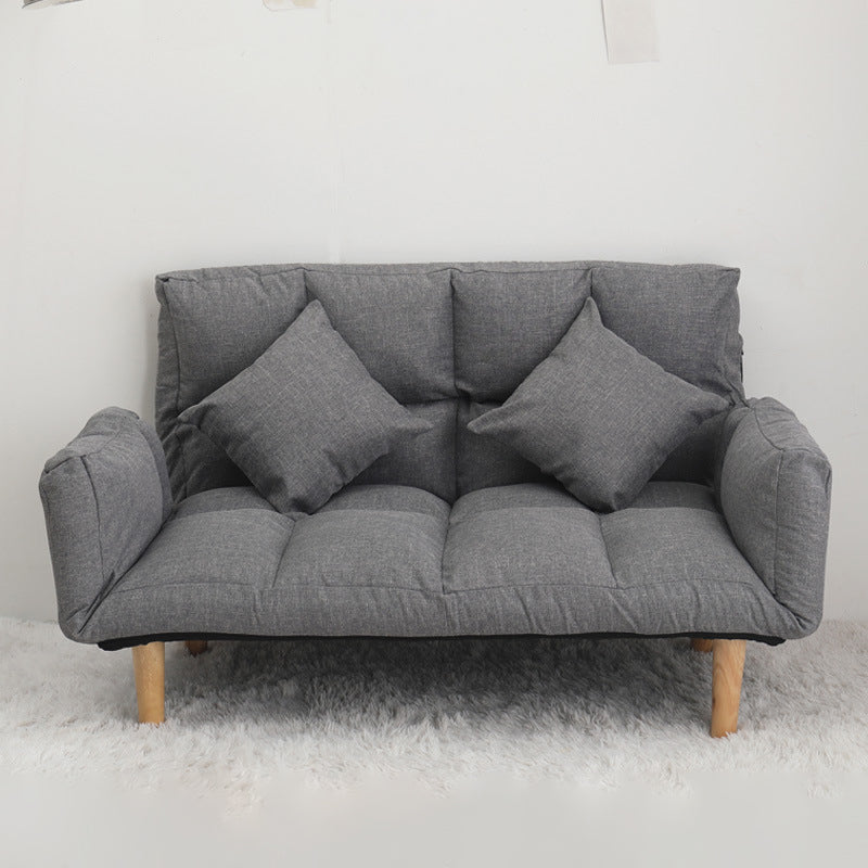Modern Biscuit Back Reclining Square Arm Linen Stationary Sofa