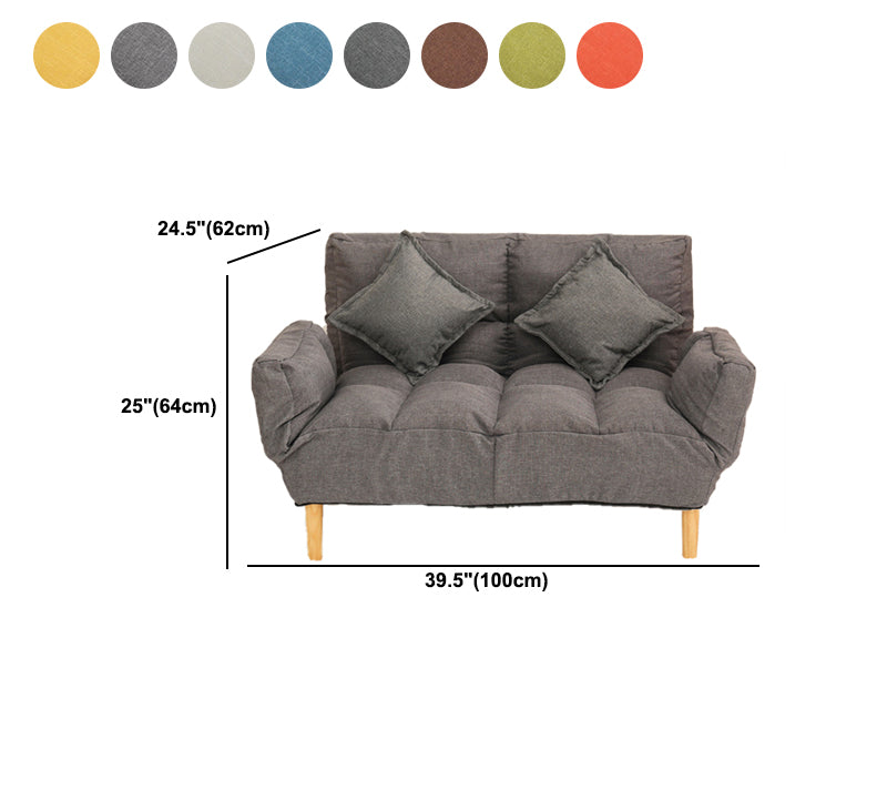 Modern Biscuit Back Reclining Square Arm Linen Stationary Sofa