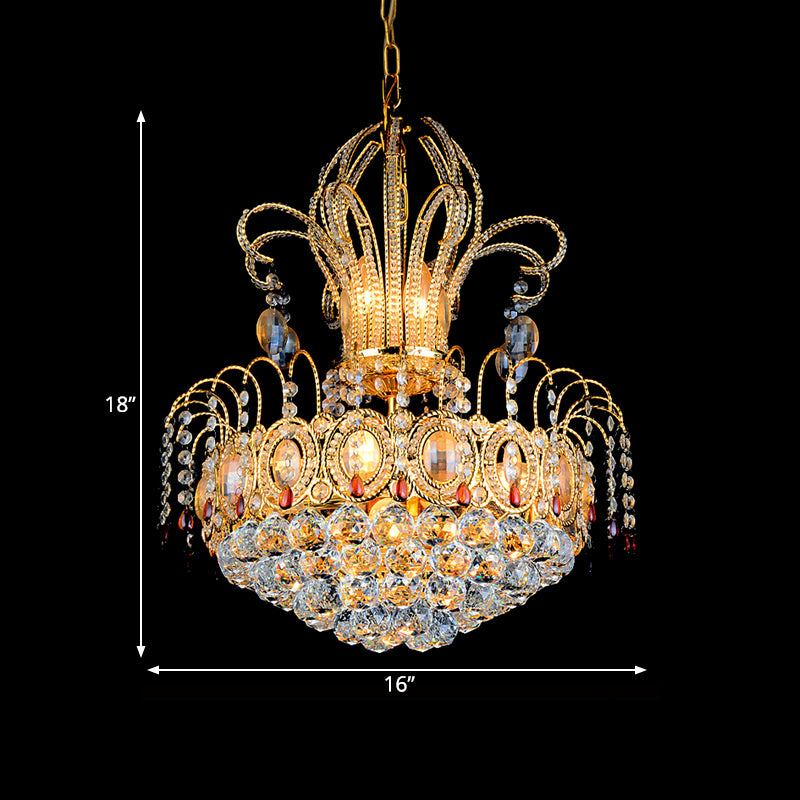 Dôme Plafond Light Crystal Crystal 10 Lights Gold Chandelier Light For Dining Room